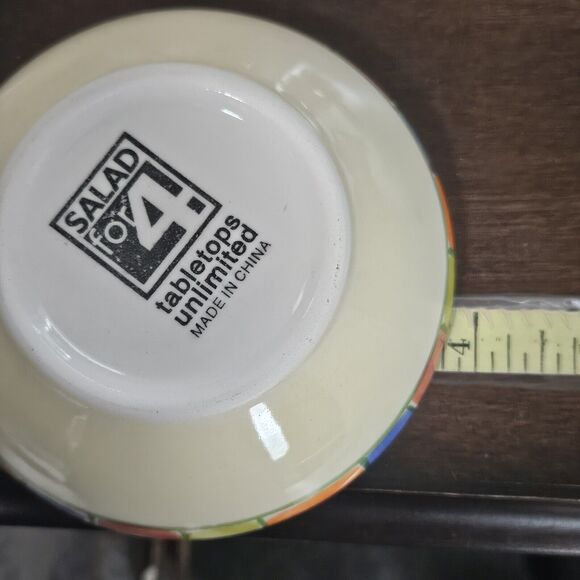 Salad For 4 Ceramic Large Salad Bowl Vinegar & Oil Decanters 4 Mini Dip Bowls - Picture 11 of 13